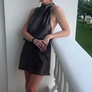 Zara Pewter Backless Dress - Size Small